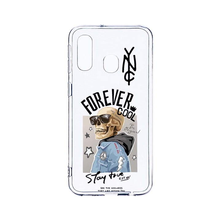 Husa BestCase® Clear Silicon 2MM, Compatibila Cu Samsung Galaxy A40, Forever Cool Skeleton, Antisoc, Protectie Camera, Margini ridicate pentru protectia ecranului, T 935
