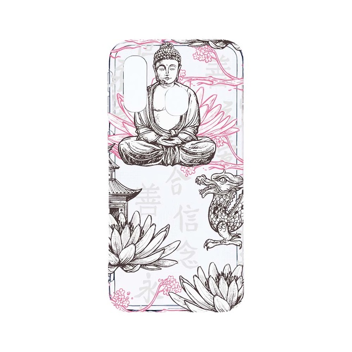 Husa BestCase® Clear Silicon 2MM, Compatibila Cu Samsung Galaxy A40, Buddha, Antisoc, Protectie Camera, Margini ridicate pentru protectia ecranului, T 768