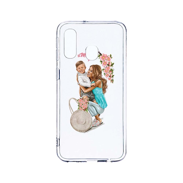 Husa BestCase® Clear Silicon 2MM, Compatibila Cu Samsung Galaxy A40, Mom Life With a Boy, Antisoc, Protectie Camera, Margini ridicate pentru protectia ecranului, T 559