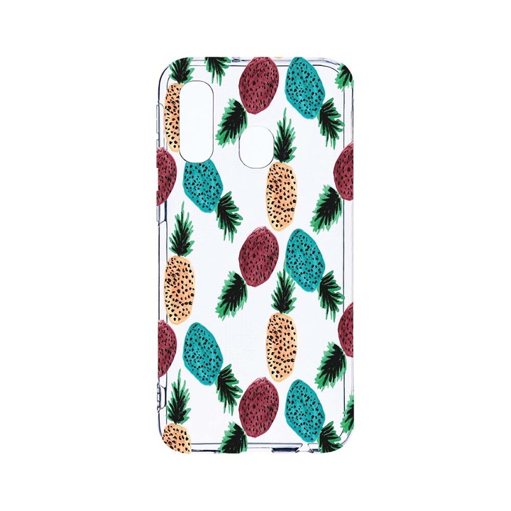 Husa BestCase® Clear Silicon 2MM, Compatibila Cu Samsung Galaxy A40, Ananas, Antisoc, Protectie Camera, Margini ridicate pentru protectia ecranului, T 669