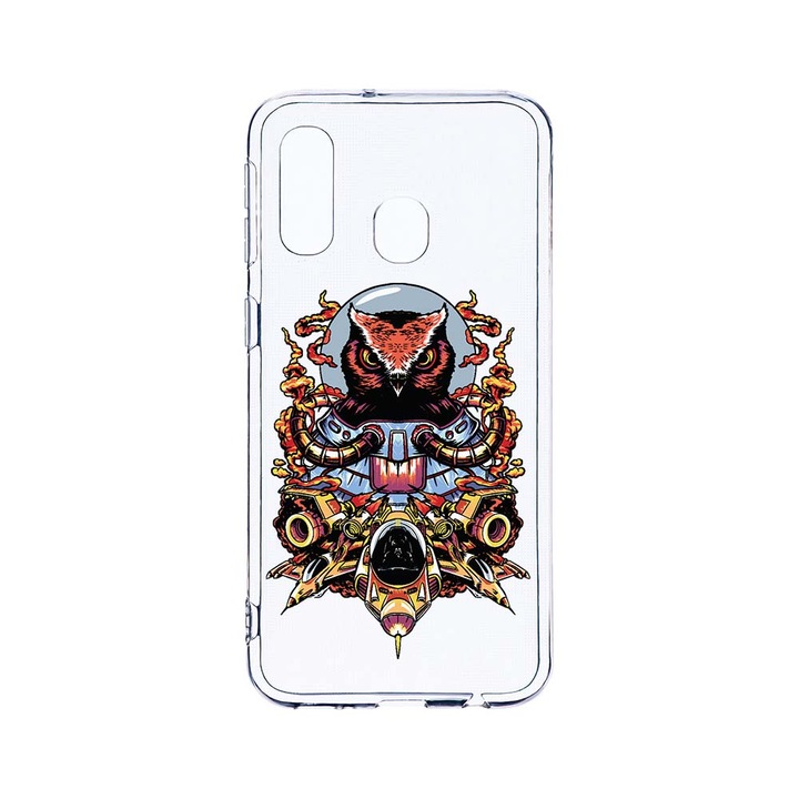 Husa BestCase® Clear Silicon 2MM, Compatibila Cu Samsung Galaxy A40, Astronaut Owl, Antisoc, Protectie Camera, Margini ridicate pentru protectia ecranului, T 817