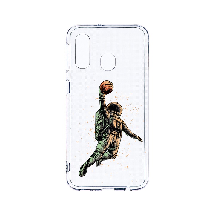Husa BestCase® Clear Silicon 2MM, Compatibila Cu Samsung Galaxy A40, Astronaut Basketball, Antisoc, Protectie Camera, Margini ridicate pentru protectia ecranului, T 1003