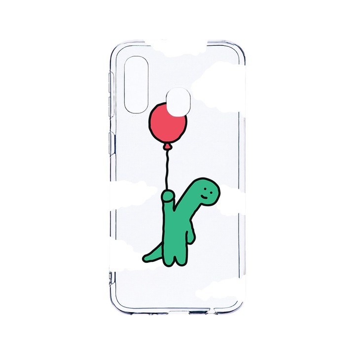 Husa BestCase® Clear Silicon 2MM, Compatibila Cu Samsung Galaxy A40, Dino Balloon, Antisoc, Protectie Camera, Margini ridicate pentru protectia ecranului, T 956