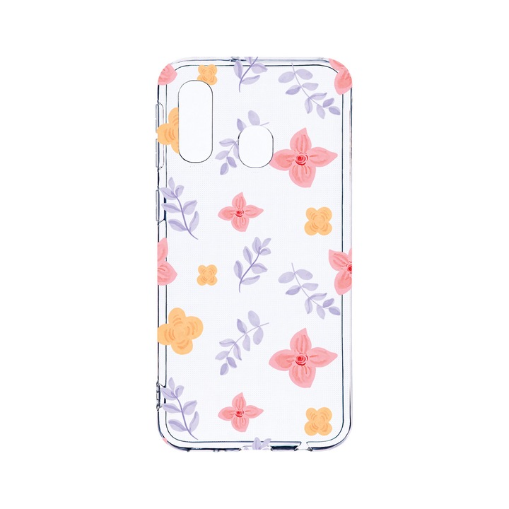 Husa BestCase® Clear Silicon 2MM, Compatibila Cu Samsung Galaxy A20e, Flower Pattern, Antisoc, Protectie Camera, Margini ridicate pentru protectia ecranului, T 978