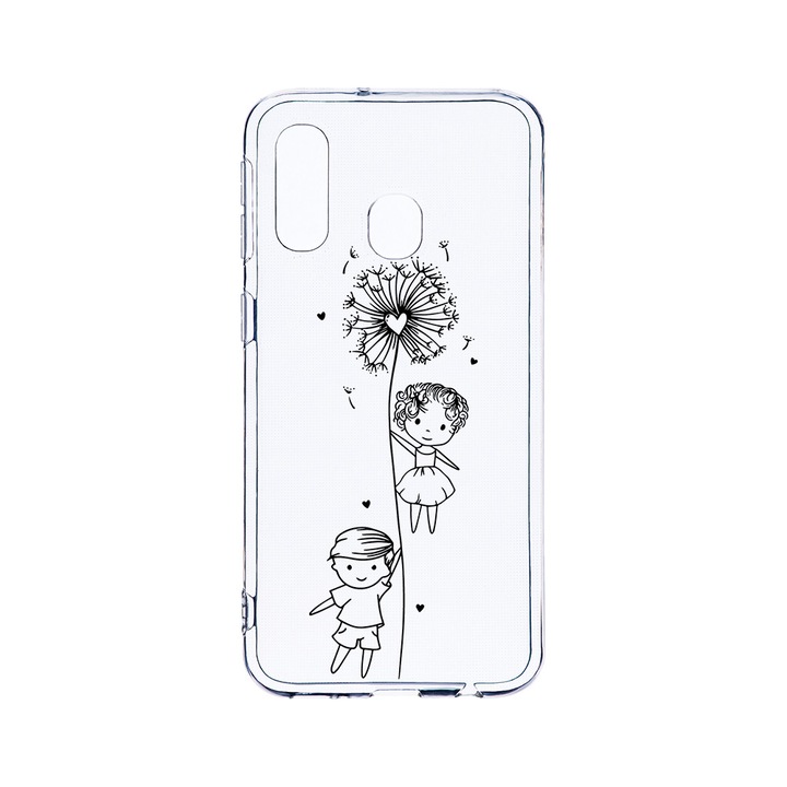 Husa BestCase® Clear Silicon 2MM, Compatibila Cu Samsung Galaxy A40, Girl And Boy, Antisoc, Protectie Camera, Margini ridicate pentru protectia ecranului, T 1049
