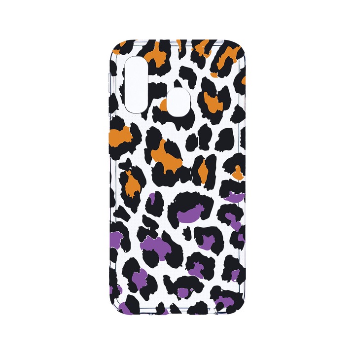 Husa BestCase® Clear Silicon 2MM, Compatibila Cu Samsung Galaxy A40, Lila Leopard Pattern, Antisoc, Protectie Camera, Margini ridicate pentru protectia ecranului, T 1035