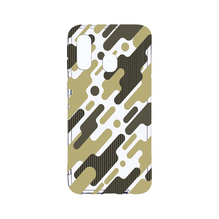 Husa BestCase® Clear Silicon 2MM, Compatibila Cu Samsung Galaxy A40, Green Camouflage, Antisoc, Protectie Camera, Margini ridicate pentru protectia ecranului, T 811