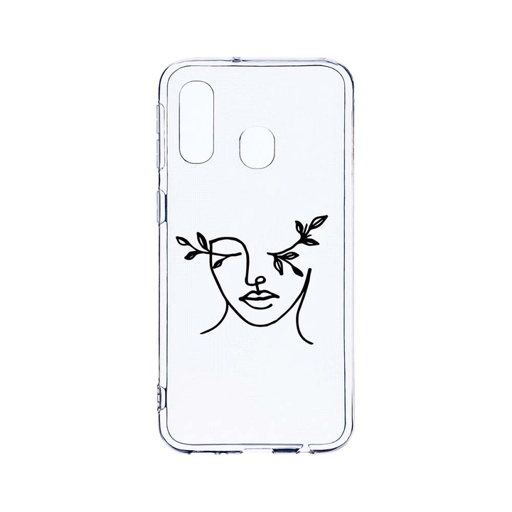 Husa BestCase® Clear Silicon 2MM, Compatibila Cu Samsung Galaxy A40, Woman Abstract, Antisoc, Protectie Camera, Margini ridicate pentru protectia ecranului, T 736