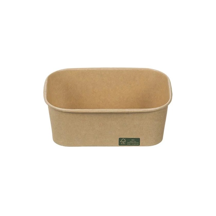 Set 50 caserole dreptunghiulare alimente, carton kraft, 750 ml