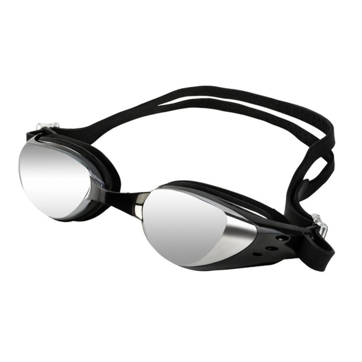 Комплект професионални очила за плуване, унисекс, против мъгла, поляризирани огледални стъкла, UV защита, тапи за уши и щипка за нос, черни