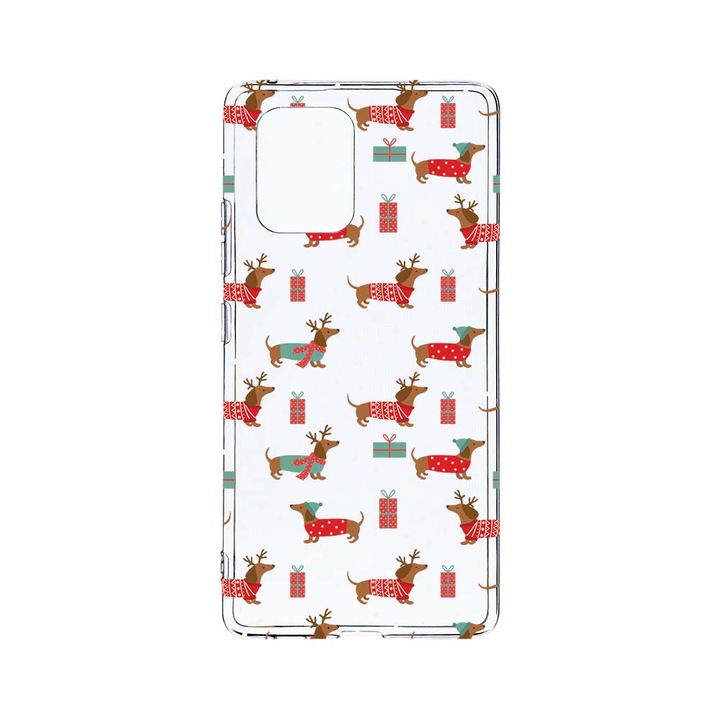 Husa BestCase® Clear Silicon 2MM, Compatibila Cu Motorola Moto G32, Dachshund Christmas, Antisoc, Protectie Camera, Margini ridicate pentru protectia ecranului, T 871