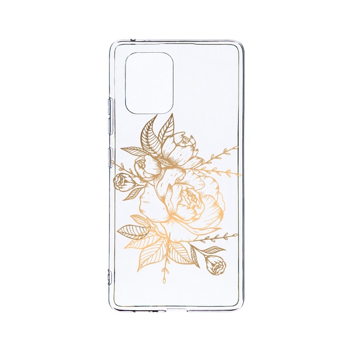 Husa BestCase® Clear Silicon 2MM, Compatibila Cu Motorola Moto G32, Golden Rose, Antisoc, Protectie Camera, Margini ridicate pentru protectia ecranului, T 989