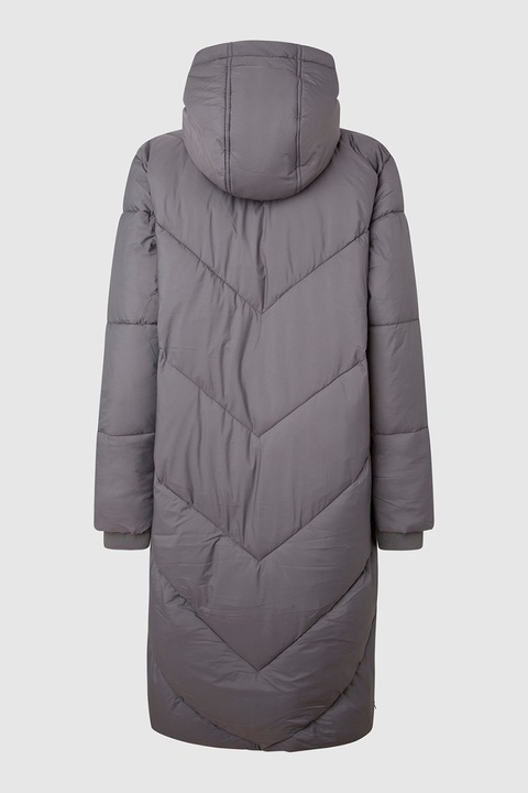 Pepe Jeans London, Geaca cu vatelina, gluga si aspect matlasat Mia, Gri, M