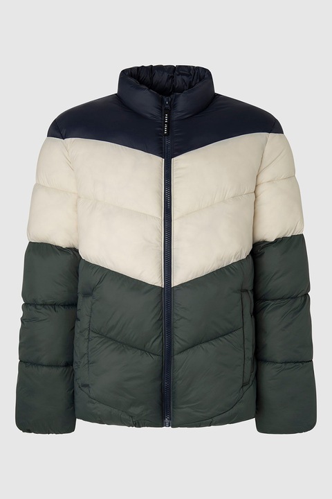 Pepe Jeans London, Bélelt télikabát, Zöld/Csontszín/Tengerészkék, L