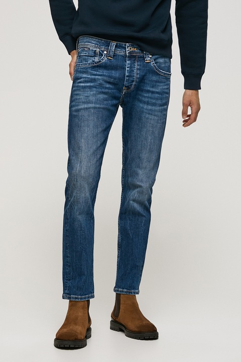 Pepe Jeans London, Дънки Cash със средна талия, Ледено синьо