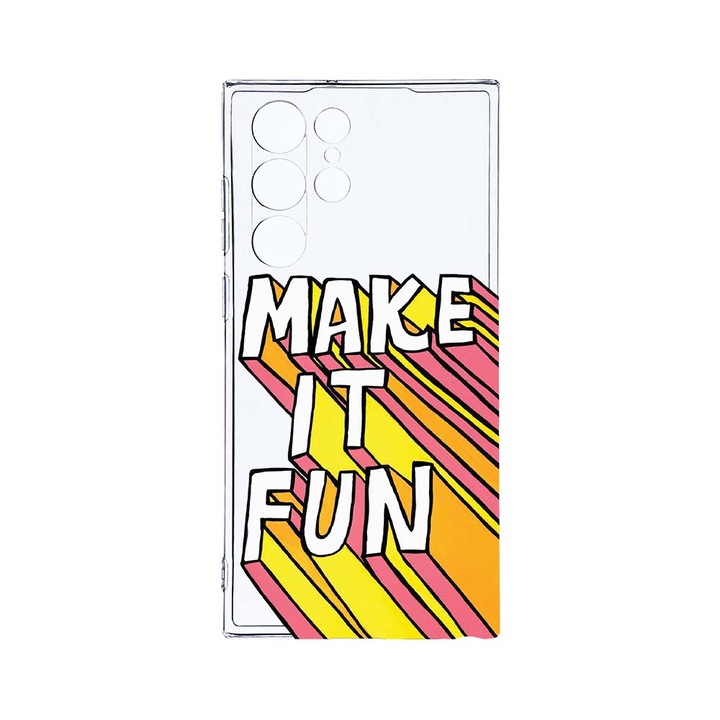 Husa BestCase® Clear Silicon 2MM, Compatibila Cu Samsung Galaxy S22 Ultra, Make It Fun, Antisoc, Protectie Camera, Margini ridicate pentru protectia ecranului, T 494
