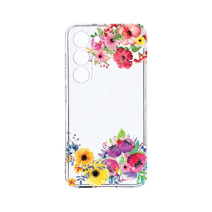 Husa BestCase® Clear Silicon 2MM, Compatibila Cu Samsung Galaxy S23, Flowers, Antisoc, Protectie Camera, Margini ridicate pentru protectia ecranului, T 56