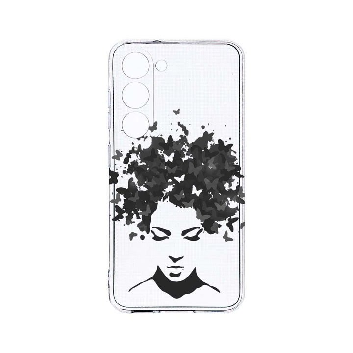 Husa BestCase® Clear Silicon 2MM, Compatibila Cu Samsung Galaxy S23 Plus, Woman BW, Antisoc, Protectie Camera, Margini ridicate pentru protectia ecranului, T 51