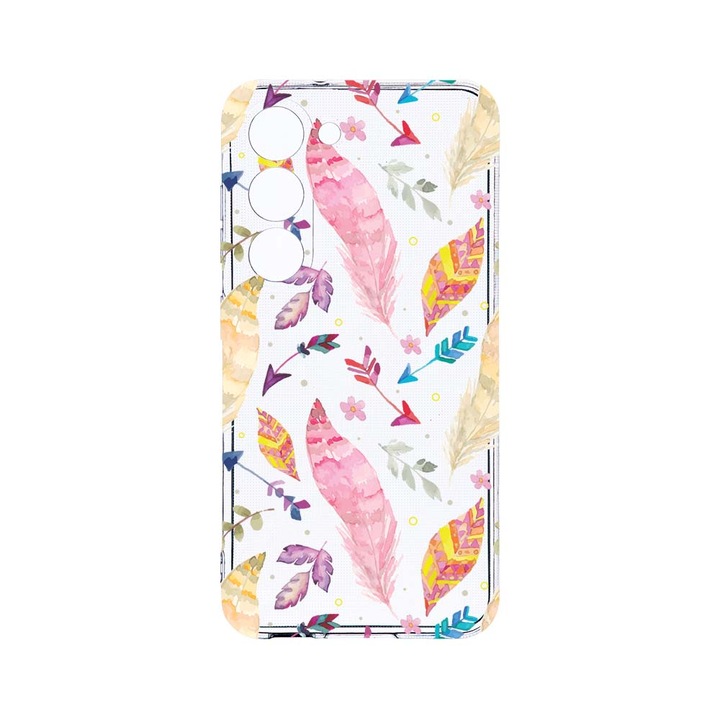 Husa BestCase® Clear Silicon 2MM, Compatibila Cu Samsung Galaxy S23 Plus, Happy Feathers, Antisoc, Protectie Camera, Margini ridicate pentru protectia ecranului, T 68