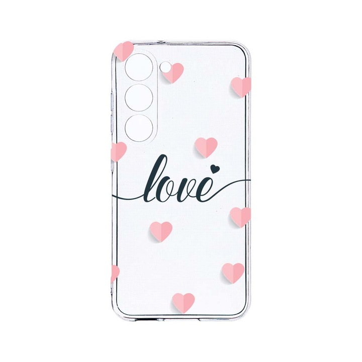Husa BestCase® Clear Silicon 2MM, Compatibila Cu Samsung Galaxy S23 Plus, Love Flying Hearts, Antisoc, Protectie Camera, Margini ridicate pentru protectia ecranului, T 85