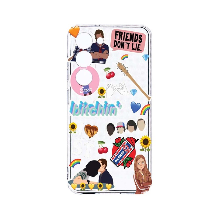 Husa BestCase® Clear Silicon 2MM, Compatibila Cu Samsung Galaxy S23, Friends Don’t Lie, Antisoc, Protectie Camera, Margini ridicate pentru protectia ecranului, T 376