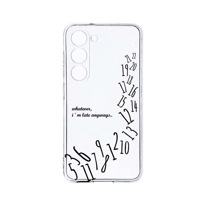 Husa BestCase® Clear Silicon 2MM, Compatibila Cu Samsung Galaxy S23 Plus, I'm Late Always, Antisoc, Protectie Camera, Margini ridicate pentru protectia ecranului, T 141