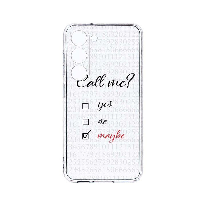 Husa BestCase® Clear Silicon 2MM, Compatibila Cu Samsung Galaxy S23 Plus, Call Me, Antisoc, Protectie Camera, Margini ridicate pentru protectia ecranului, T 149