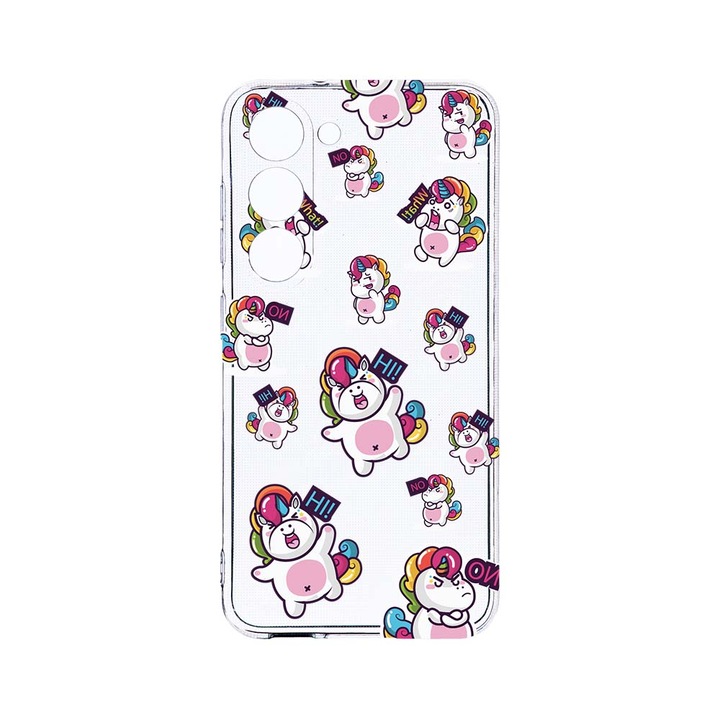 Husa BestCase® Clear Silicon 2MM, Compatibila Cu Samsung Galaxy S23, Fat Unicorn, Antisoc, Protectie Camera, Margini ridicate pentru protectia ecranului, T 80