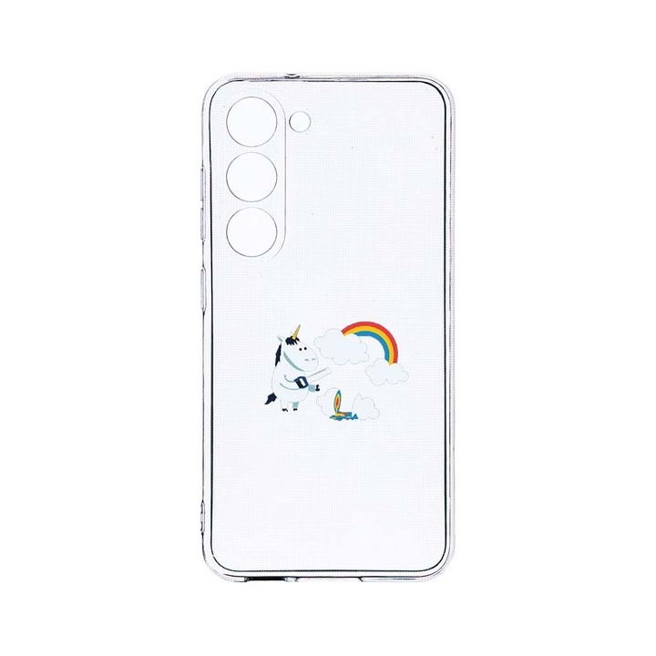 Husa BestCase® Clear Silicon 2MM, Compatibila Cu Samsung Galaxy S23 Plus, Unicorn Rainbow, Antisoc, Protectie Camera, Margini ridicate pentru protectia ecranului, T 527