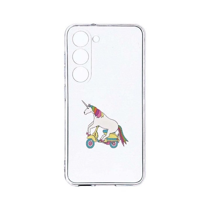 Husa BestCase® Clear Silicon 2MM, Compatibila Cu Samsung Galaxy S23 Plus, Unicorn On The Road, Antisoc, Protectie Camera, Margini ridicate pentru protectia ecranului, T 528