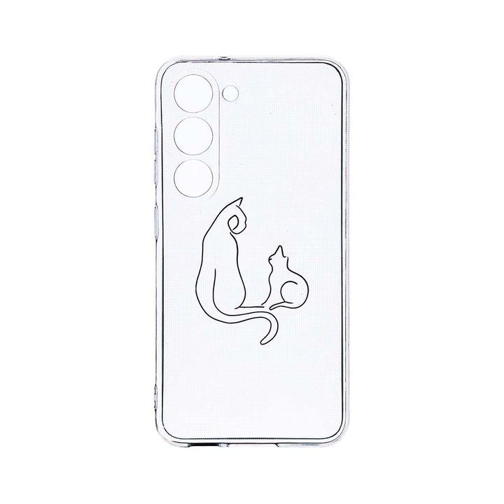Husa BestCase® Clear Silicon 2MM, Compatibila Cu Samsung Galaxy S23, Abstract Cat, Antisoc, Protectie Camera, Margini ridicate pentru protectia ecranului, T 738