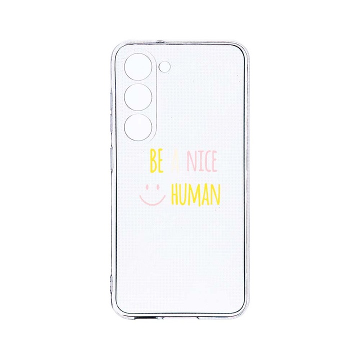 Husa BestCase® Clear Silicon 2MM, Compatibila Cu Samsung Galaxy S23 Plus, Be Nice, Antisoc, Protectie Camera, Margini ridicate pentru protectia ecranului, T 480