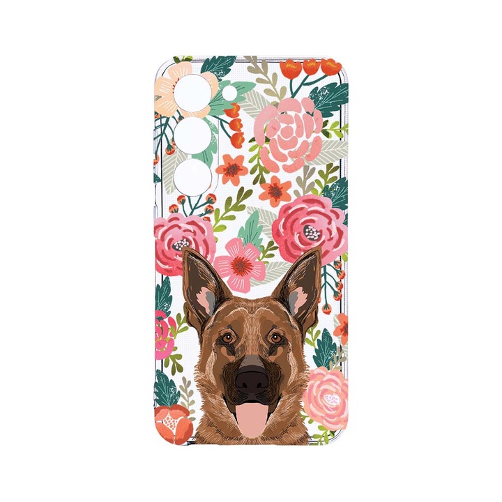Husa BestCase® Clear Silicon 2MM, Compatibila Cu Samsung Galaxy S23 Plus, Dog and Flowers, Antisoc, Protectie Camera, Margini ridicate pentru protectia ecranului, T 636