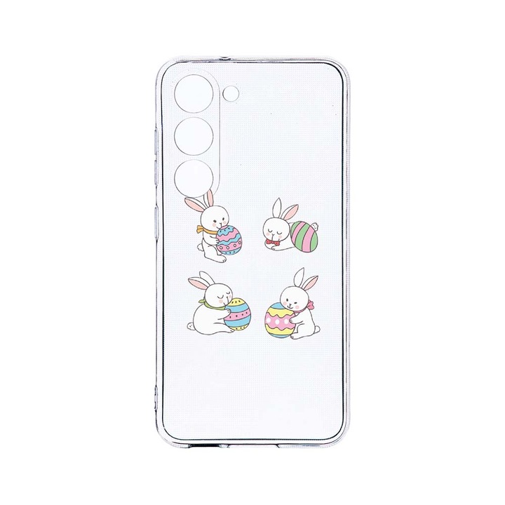 Husa BestCase® Clear Silicon 2MM, Compatibila Cu Samsung Galaxy S23, Easter Rabbit, Antisoc, Protectie Camera, Margini ridicate pentru protectia ecranului, T 690