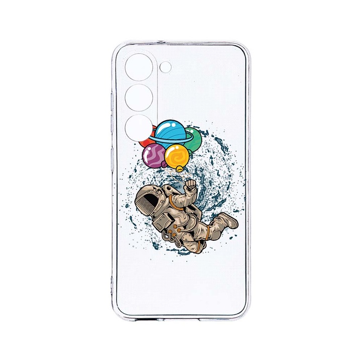 Husa BestCase® Clear Silicon 2MM, Compatibila Cu Samsung Galaxy S23 Plus, Happy Astronaut, Antisoc, Protectie Camera, Margini ridicate pentru protectia ecranului, T 773