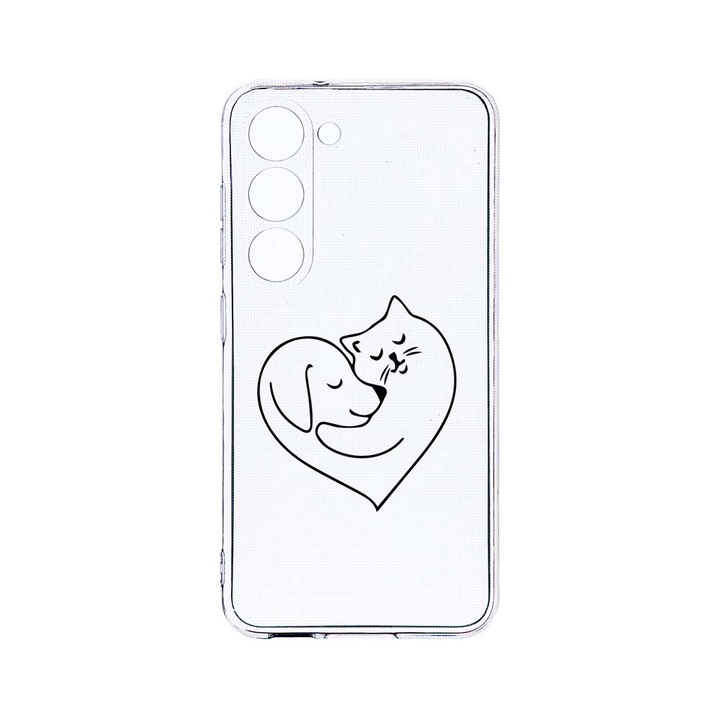 Husa BestCase® Clear Silicon 2MM, Compatibila Cu Samsung Galaxy S23 Plus, Dog And Cat Love, Antisoc, Protectie Camera, Margini ridicate pentru protectia ecranului, T 739