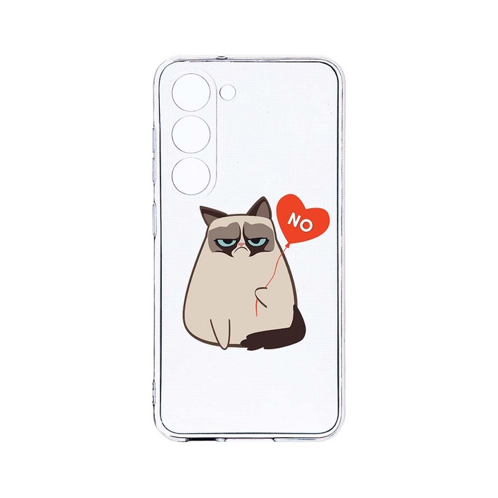 Husa BestCase® Clear Silicon 2MM, Compatibila Cu Samsung Galaxy S23 Plus, Meme - Grumpy Says No, Antisoc, Protectie Camera, Margini ridicate pentru protectia ecranului, T 657