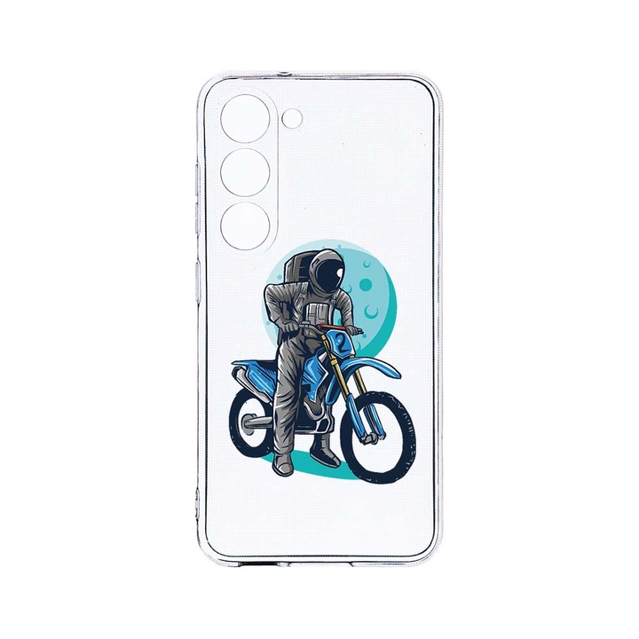 Husa BestCase® Clear Silicon 2MM, Compatibila Cu Samsung Galaxy S23 Plus, Astronaut Biker, Antisoc, Protectie Camera, Margini ridicate pentru protectia ecranului, T 828