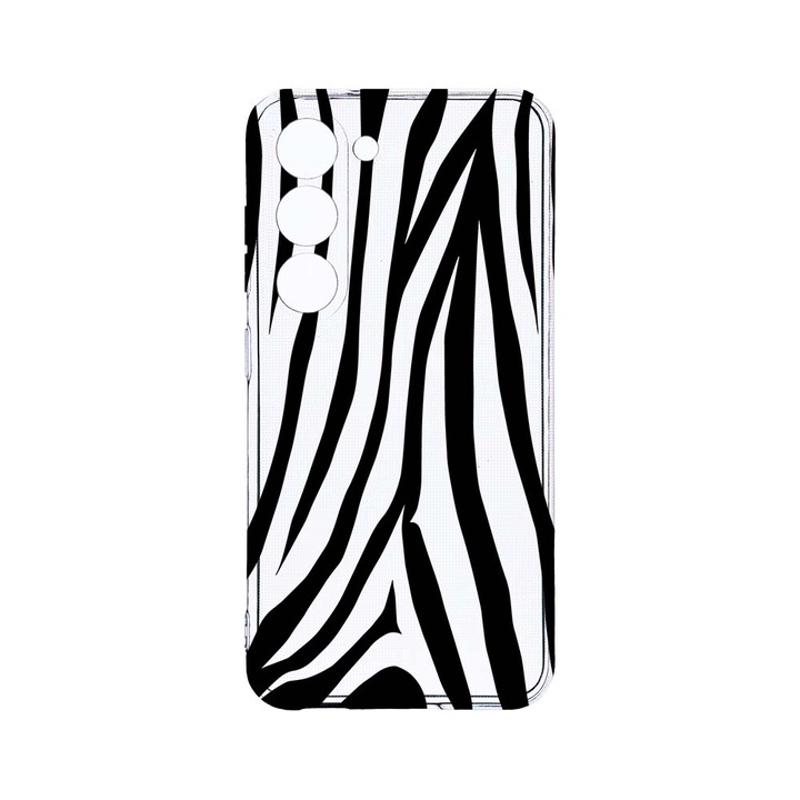 Husa BestCase® Clear Silicon 2MM, Compatibila Cu Samsung Galaxy S23 Plus, Black Zebra, Antisoc, Protectie Camera, Margini ridicate pentru protectia ecranului, T 785