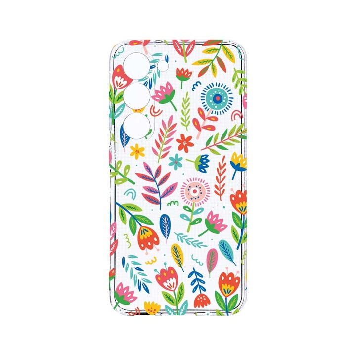Husa BestCase® Clear Silicon 2MM, Compatibila Cu Samsung Galaxy S23 Plus, Happy Flowers, Antisoc, Protectie Camera, Margini ridicate pentru protectia ecranului, T 756