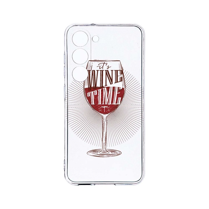 Husa BestCase® Clear Silicon 2MM, Compatibila Cu Samsung Galaxy S23 Plus, Wine Time, Antisoc, Protectie Camera, Margini ridicate pentru protectia ecranului, T 808