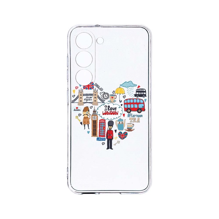 Husa BestCase® Clear Silicon 2MM, Compatibila Cu Samsung Galaxy S23 Plus, I Love London, Antisoc, Protectie Camera, Margini ridicate pentru protectia ecranului, T 732