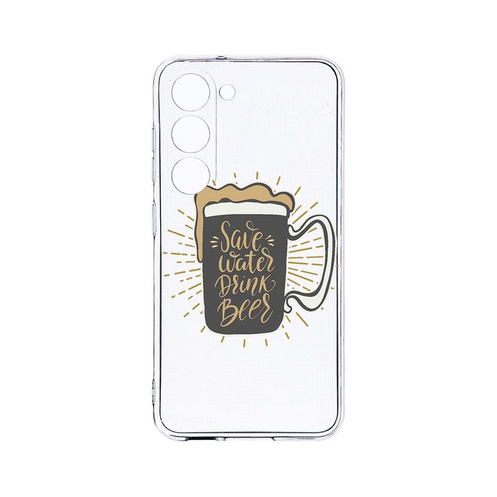 Husa BestCase® Clear Silicon 2MM, Compatibila Cu Samsung Galaxy S23, Save Water, Antisoc, Protectie Camera, Margini ridicate pentru protectia ecranului, T 806