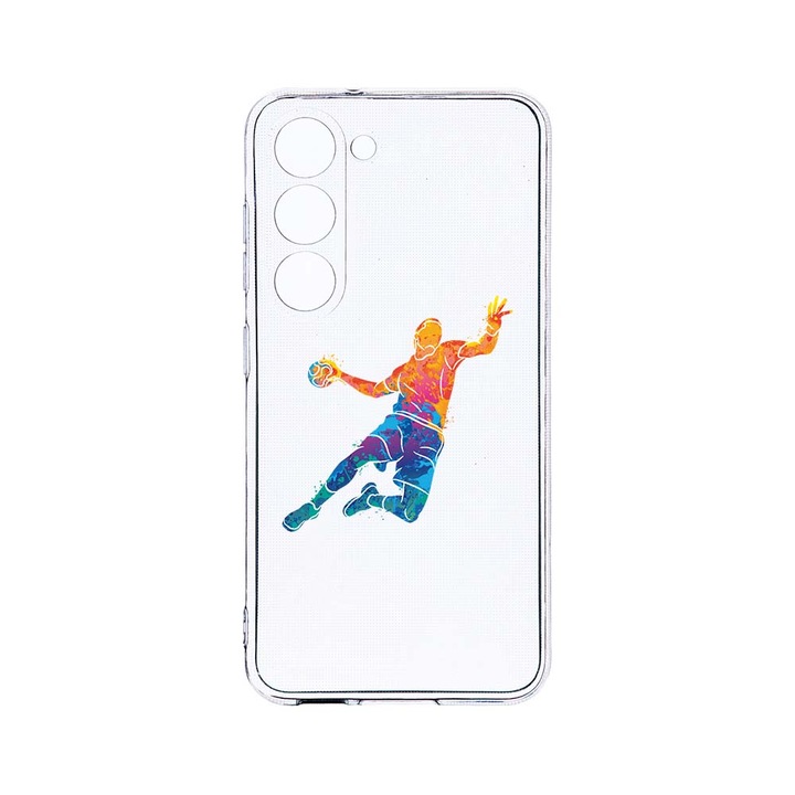Husa BestCase® Clear Silicon 2MM, Compatibila Cu Samsung Galaxy S23, Handball Colorful, Antisoc, Protectie Camera, Margini ridicate pentru protectia ecranului, T 800
