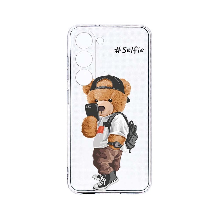 Husa BestCase® Clear Silicon 2MM, Compatibila Cu Samsung Galaxy S23 Plus, Selfie Teddy Bear, Antisoc, Protectie Camera, Margini ridicate pentru protectia ecranului, T 925