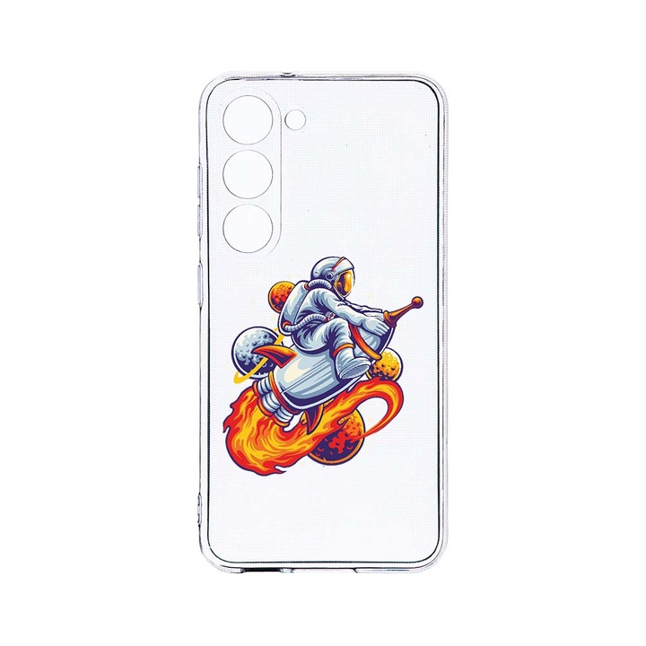 Husa BestCase® Clear Silicon 2MM, Compatibila Cu Samsung Galaxy S23 Plus, Astronaut, Antisoc, Protectie Camera, Margini ridicate pentru protectia ecranului, T 830