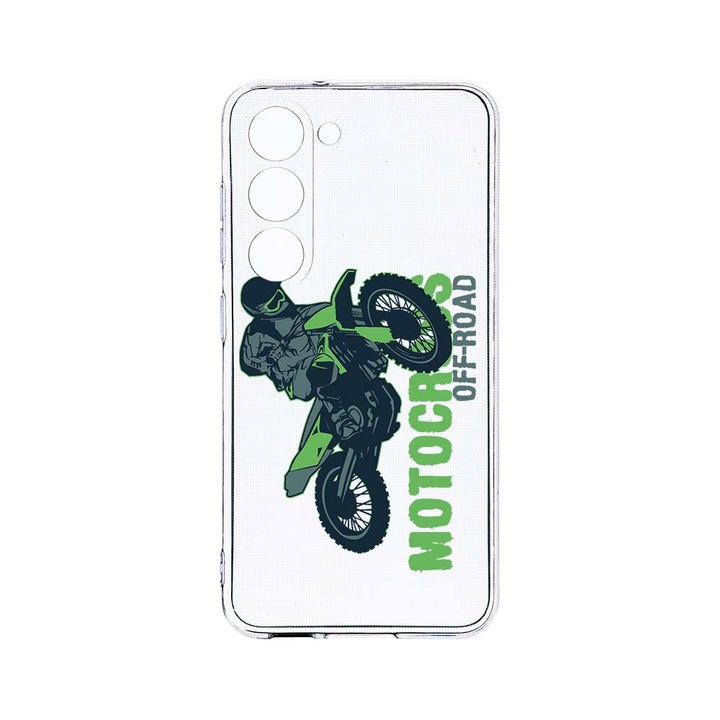 Husa BestCase® Clear Silicon 2MM, Compatibila Cu Samsung Galaxy S23, Motocross, Antisoc, Protectie Camera, Margini ridicate pentru protectia ecranului, T 819