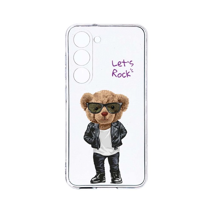 Husa BestCase® Clear Silicon 2MM, Compatibila Cu Samsung Galaxy S23 Plus, Let's Rock Teddy Bear, Antisoc, Protectie Camera, Margini ridicate pentru protectia ecranului, T 929