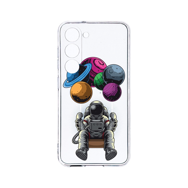 Husa BestCase® Clear Silicon 2MM, Compatibila Cu Samsung Galaxy S23 Plus, Astronaut, Antisoc, Protectie Camera, Margini ridicate pentru protectia ecranului, T 995