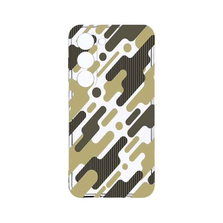 Husa BestCase® Clear Silicon 2MM, Compatibila Cu Samsung Galaxy S23 Plus, Green Camouflage, Antisoc, Protectie Camera, Margini ridicate pentru protectia ecranului, T 811